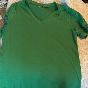Green V-Neck Short Sleeve Tee